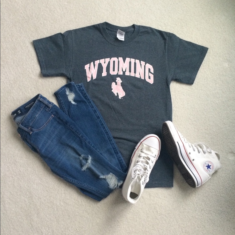 Wyoming Shirt Country Classic Dark Gray Horse Pink